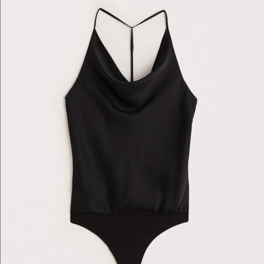 Abercrombie Black Satin Bodysuit